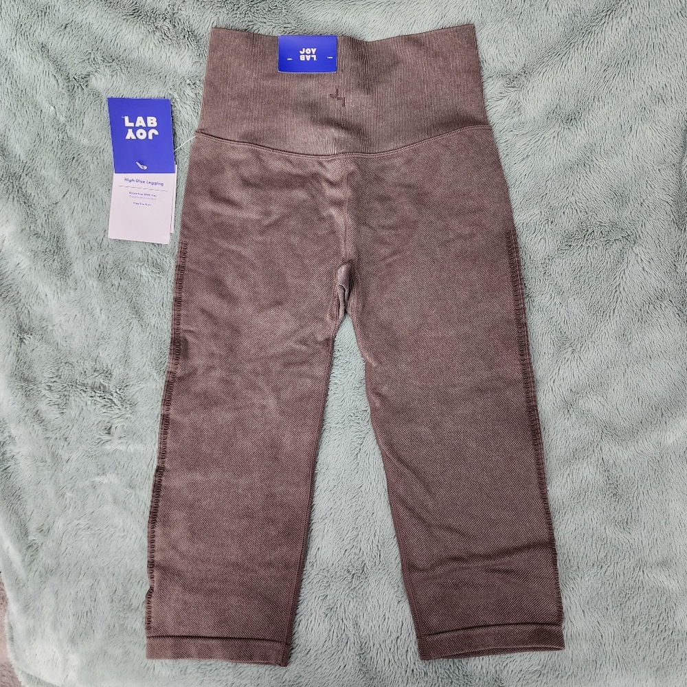 JoyLab Women's High-Rise Seamless Cropped Leggings – Mineral Wash Brown/Taupe